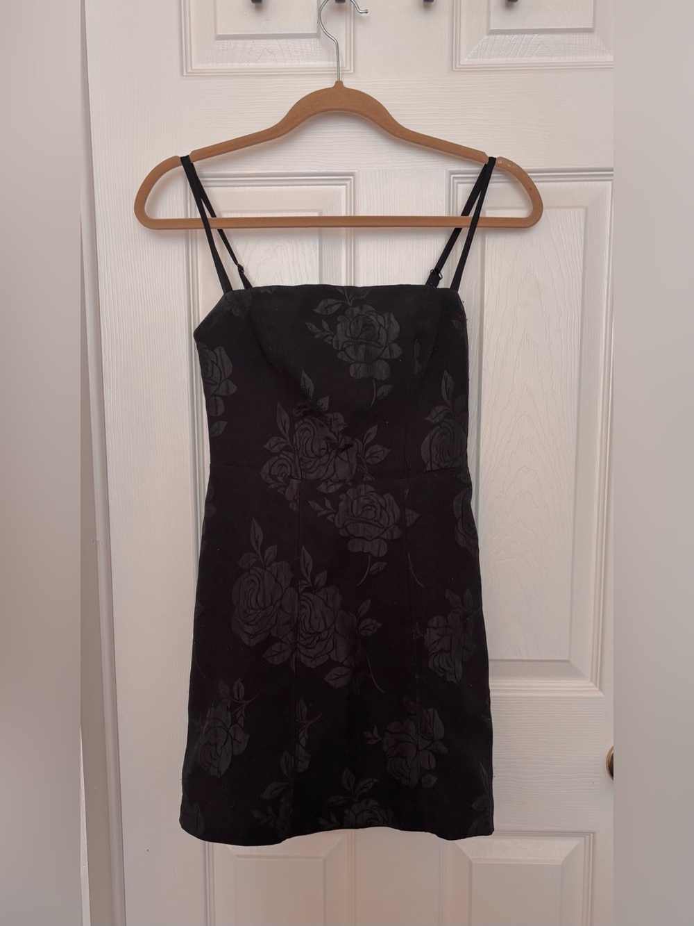 Urban Outfitters Black Floral Mini Dress with Spaghetti Straps